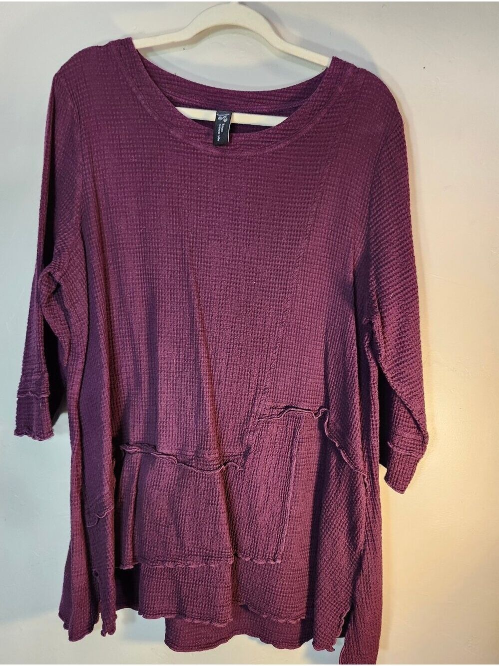 Focus Relaxed Waffle Tunic Top - Deep Plum